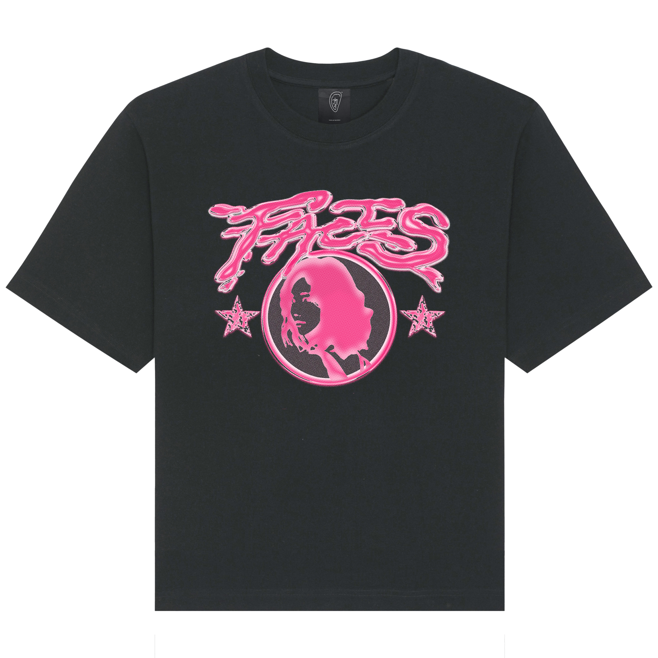 Off White T-shirt with FACES ruby graphic print.