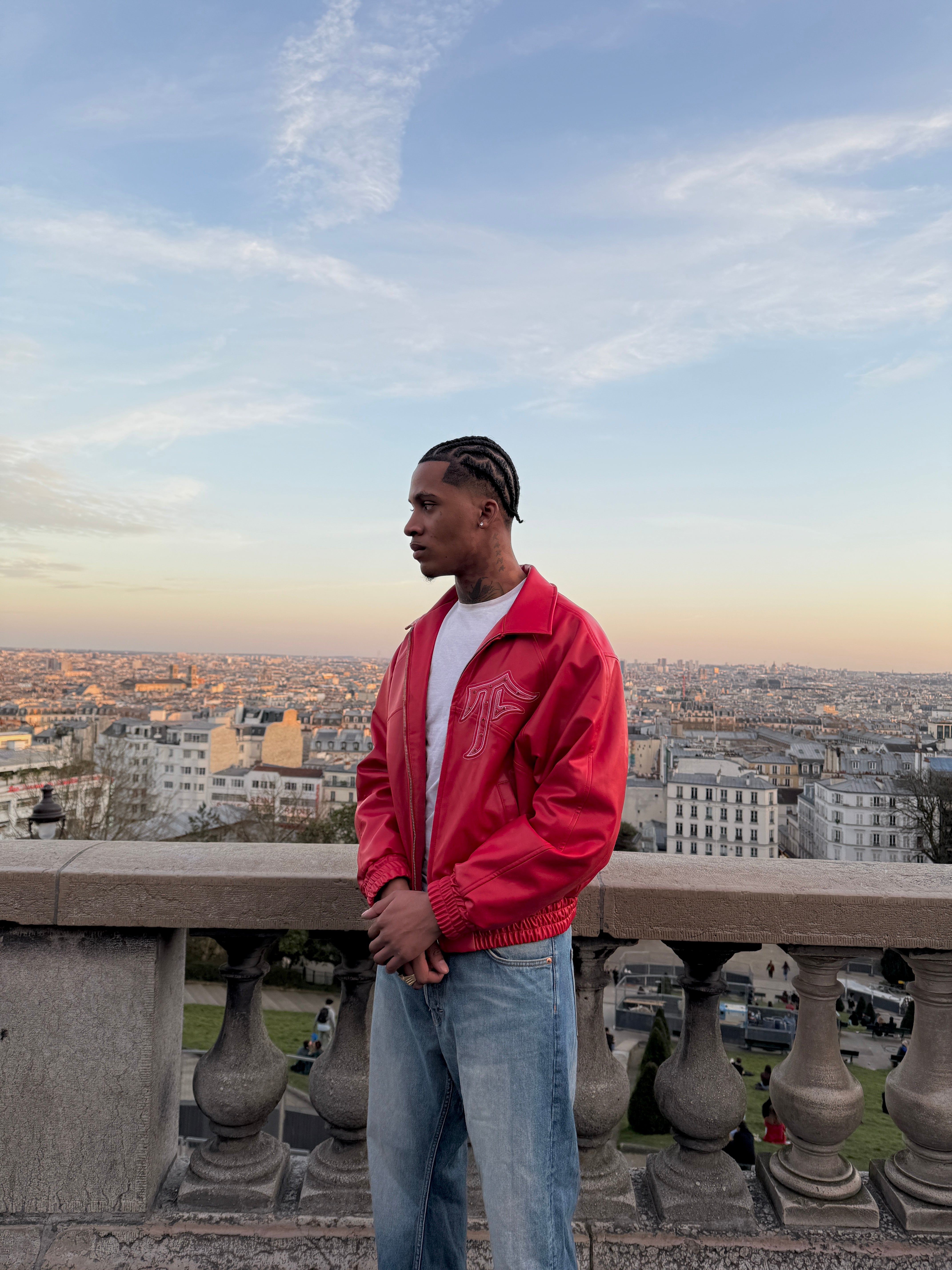 FACES CHANDELIER LEATHER JACKET | INFRA RED