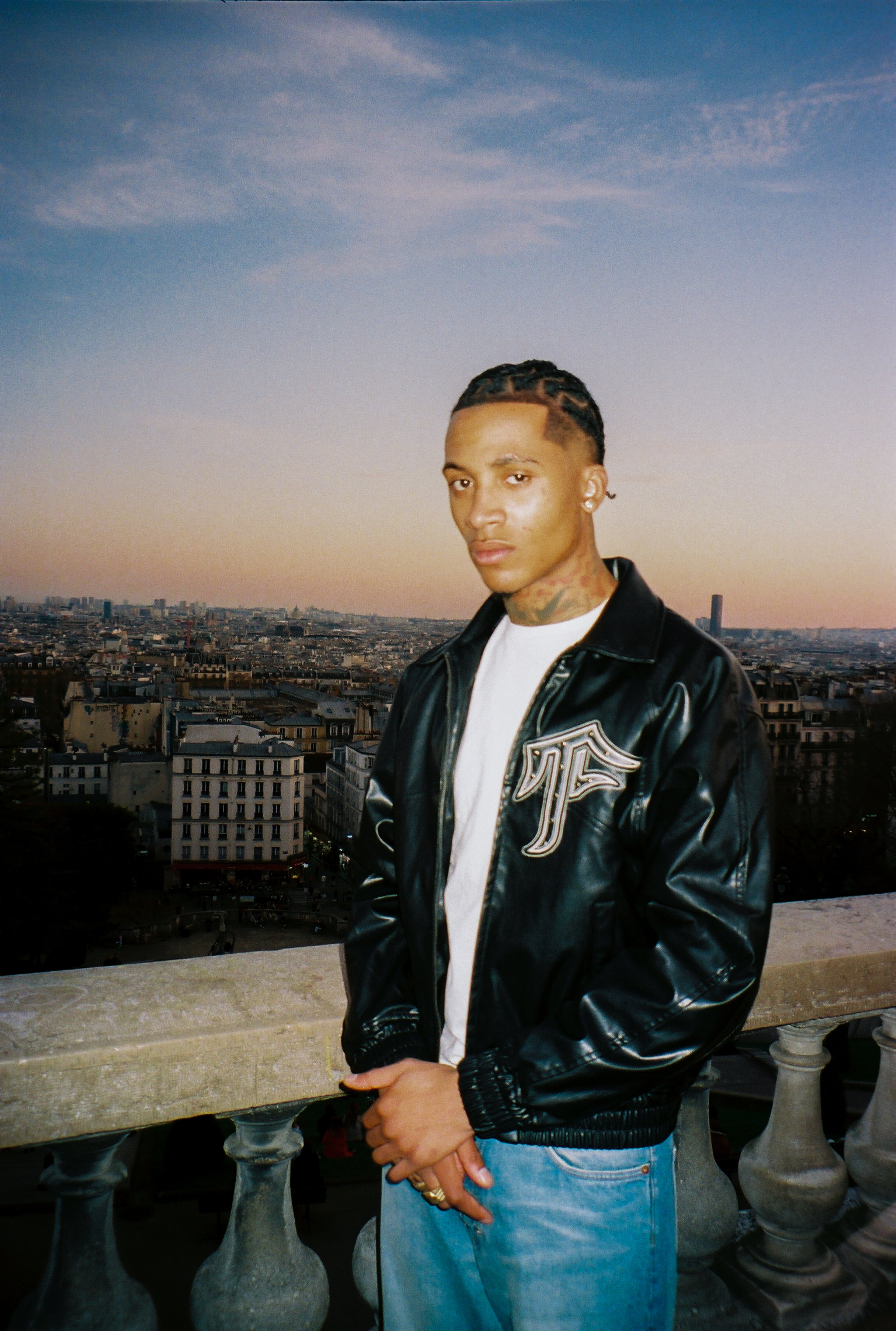 FACES CHANDELIER LEATHER JACKET | BLACK