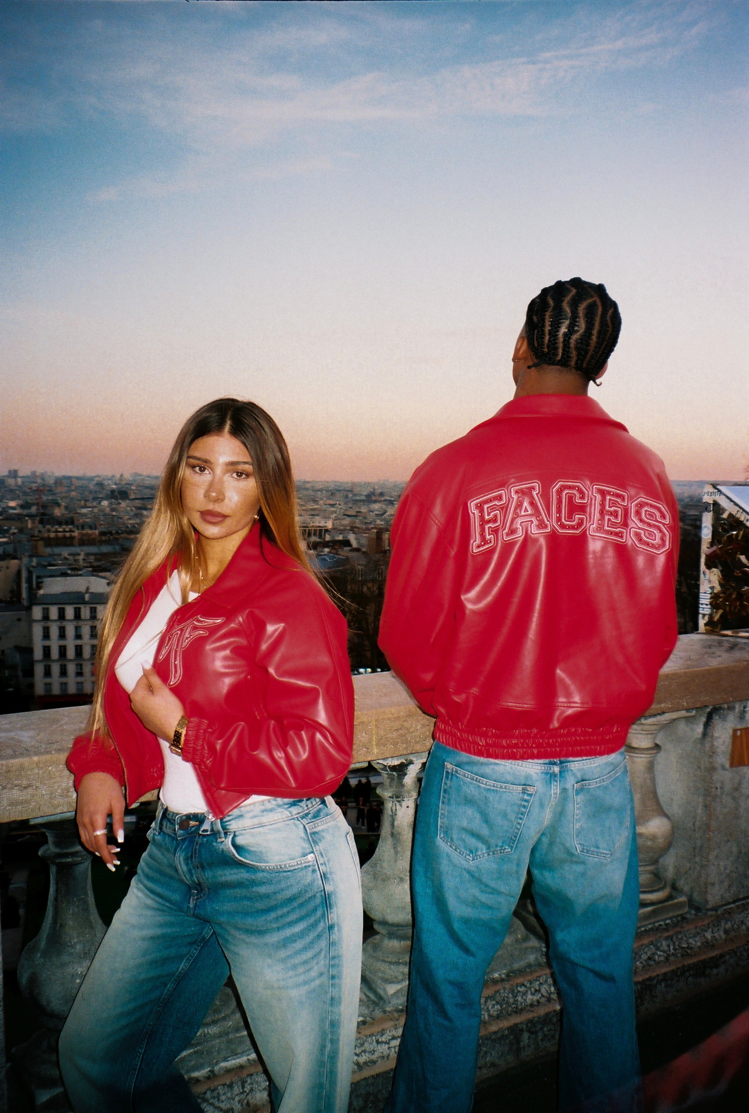 FACES CHANDELIER LEATHER JACKET | INFRA RED