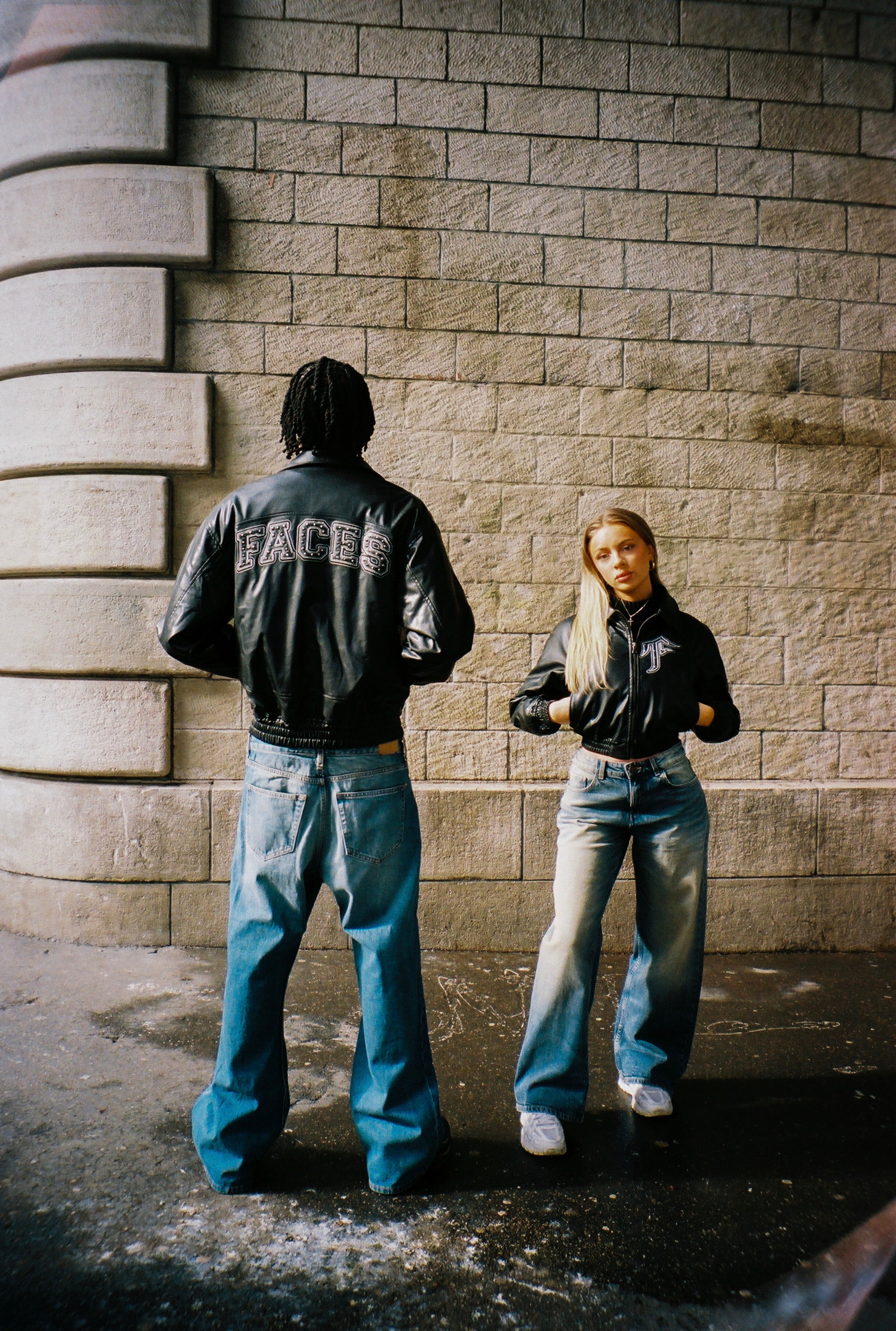 FACES CHANDELIER LEATHER JACKET | BLACK
