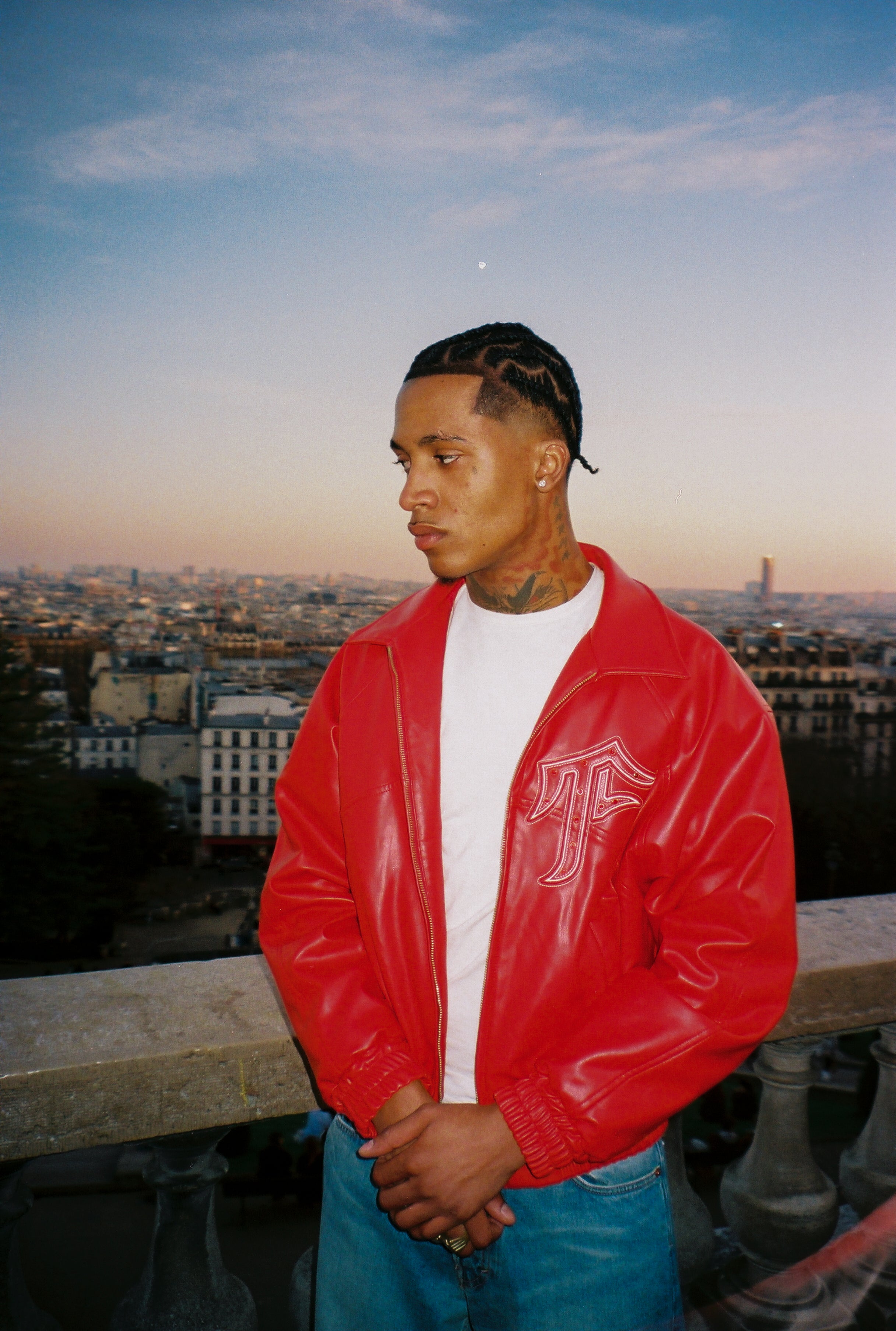 FACES CHANDELIER LEATHER JACKET | INFRA RED