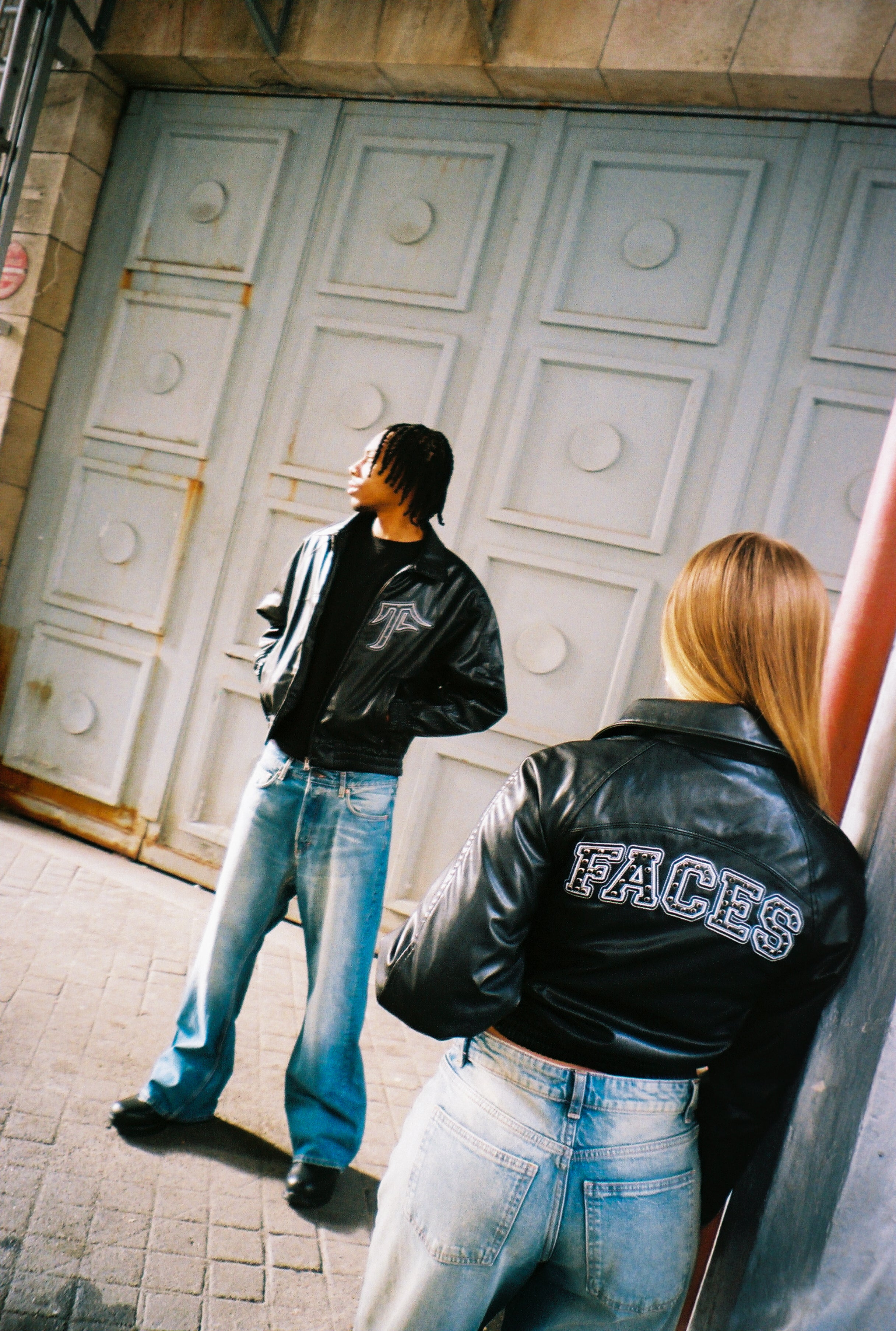 FACES CHANDELIER WOMEN LEATHER JACKET | BLACK