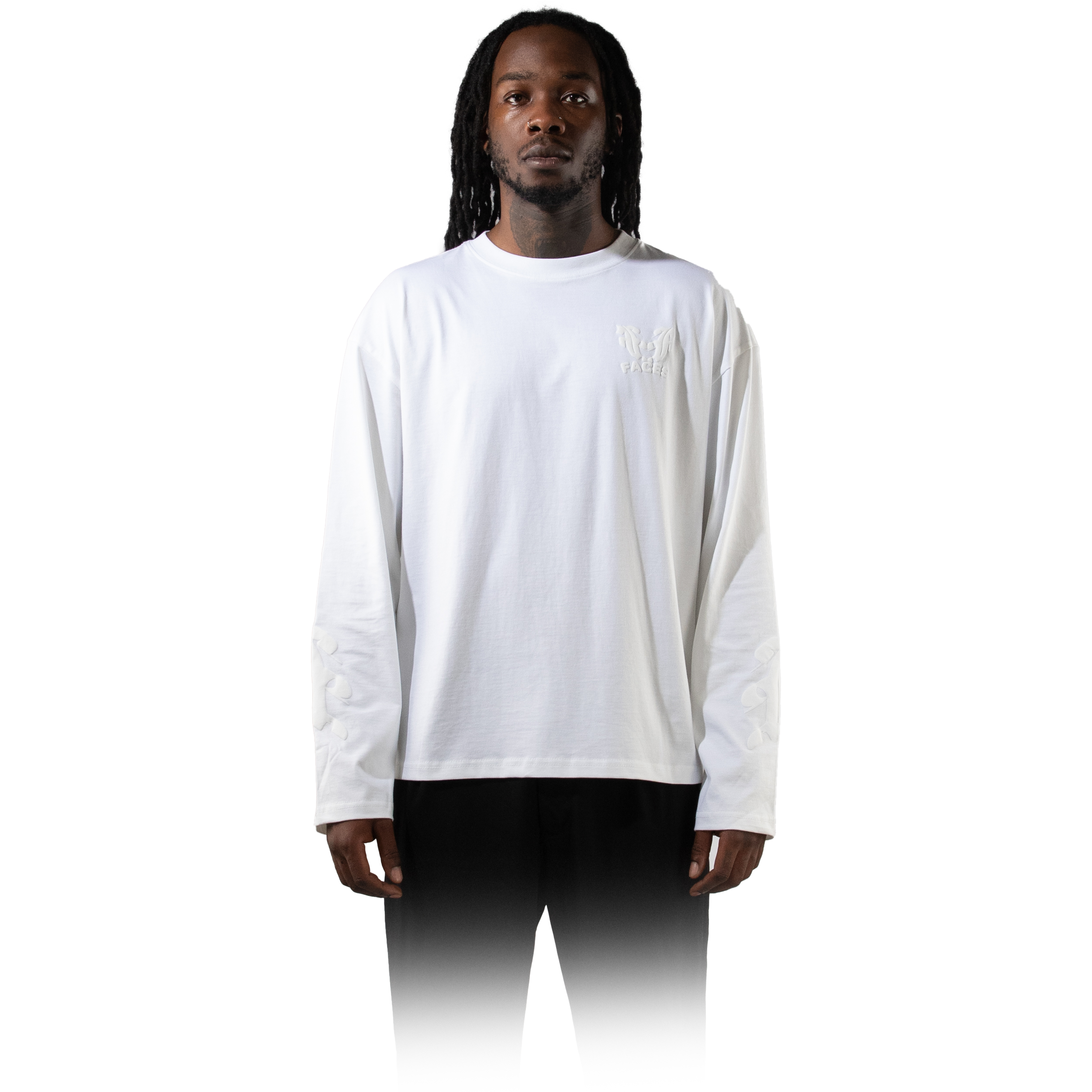 Off White long sleeve shirt with logo puff print.