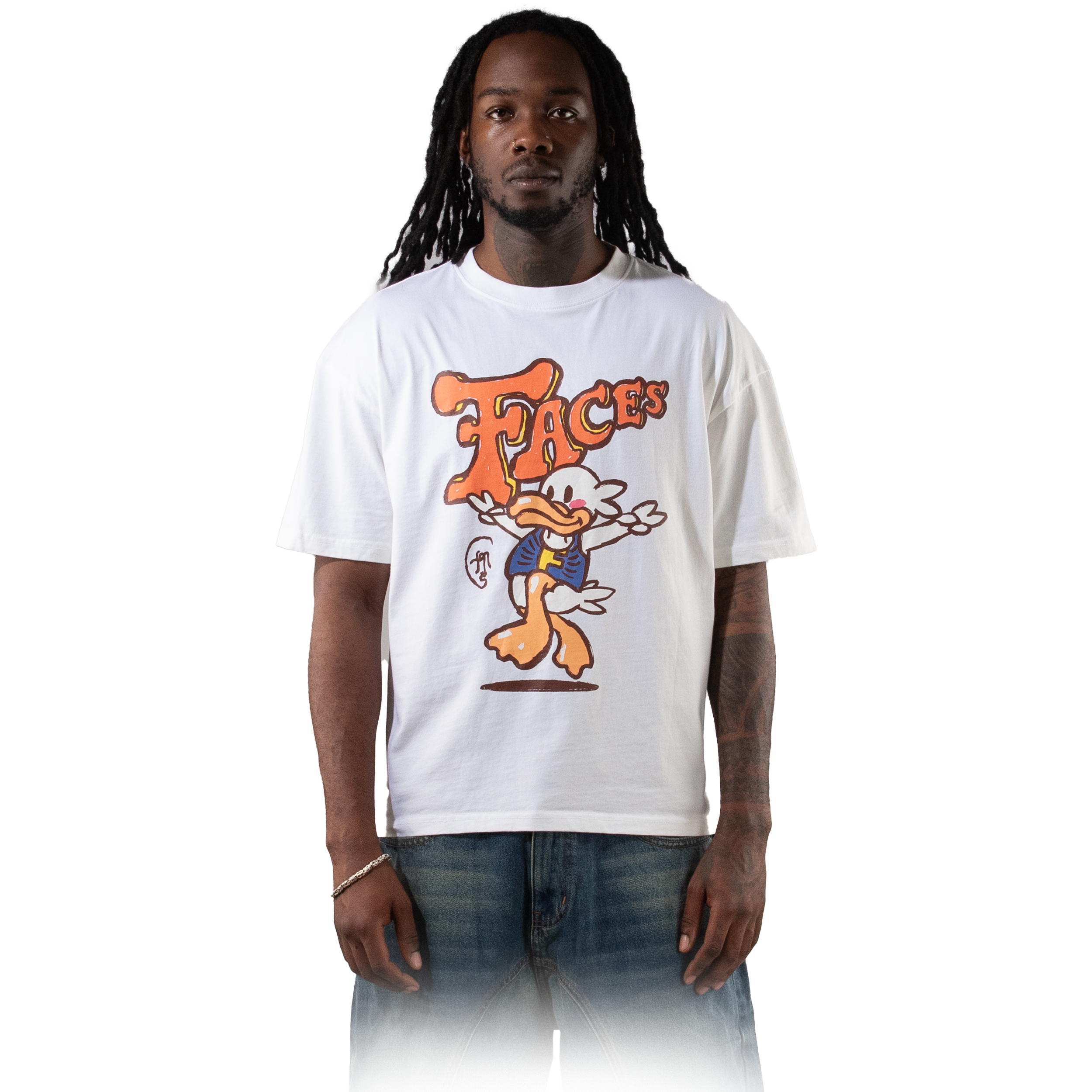 Off White T-shirt with Cartoon graphic print.