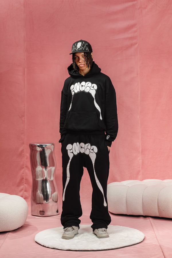 FACES PAINT TRAIL HOODIE I PITCH BLACK
