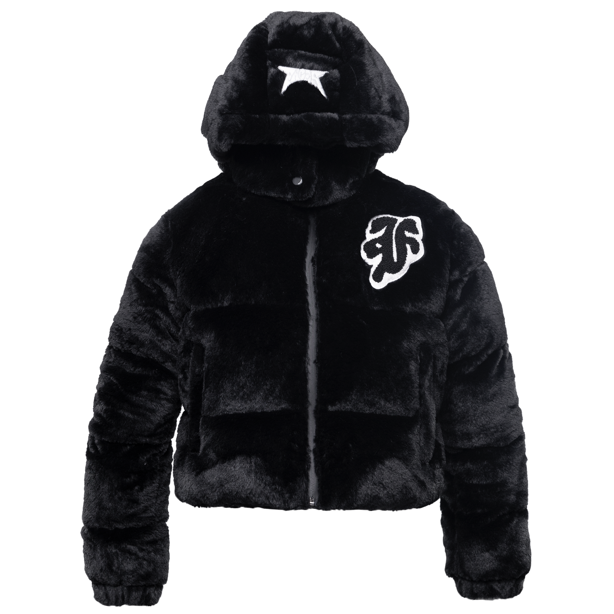 FACES FUR PUFFERJACKET I BLACK