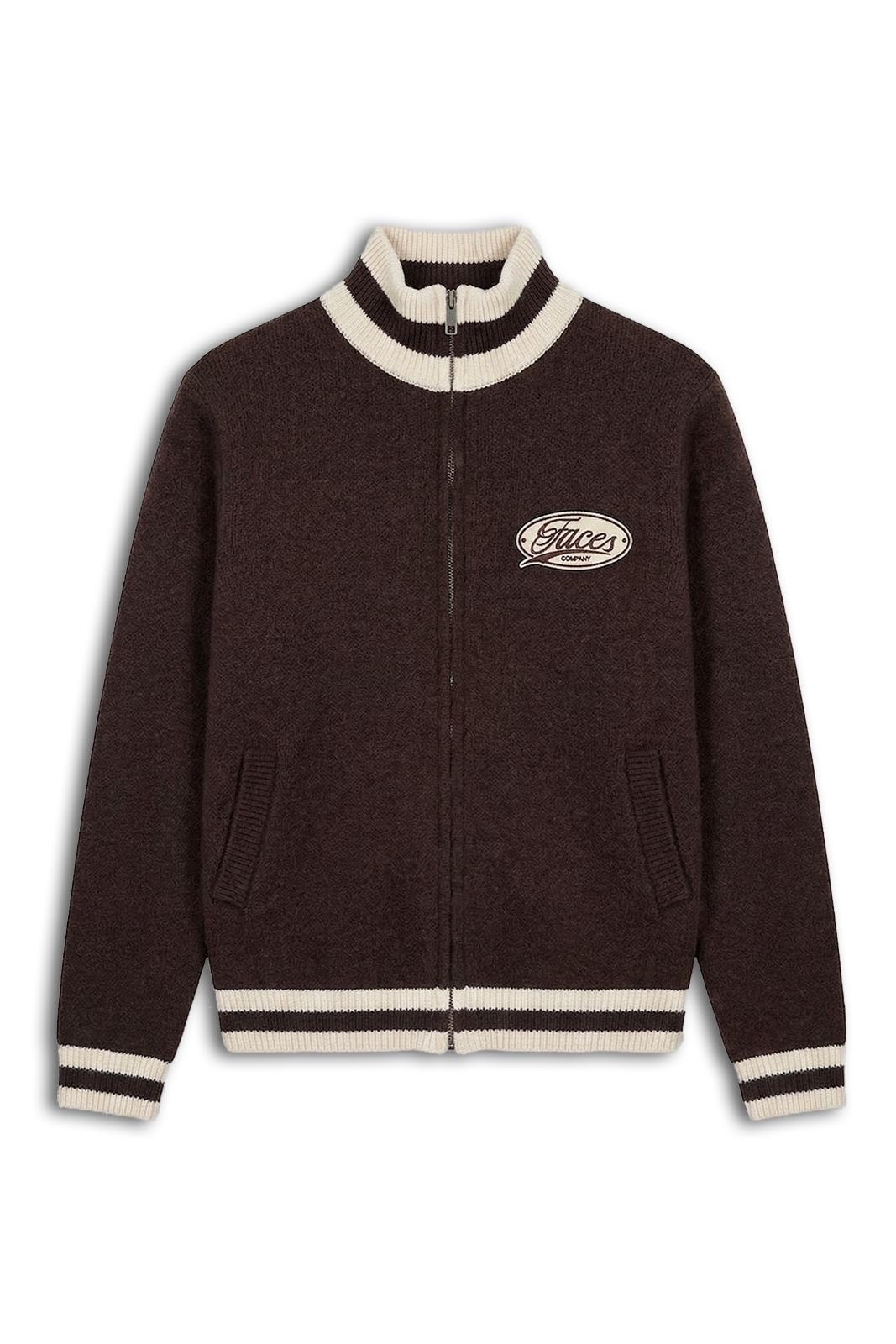 FACES KNIT ZIPPER I CHOCOLATE