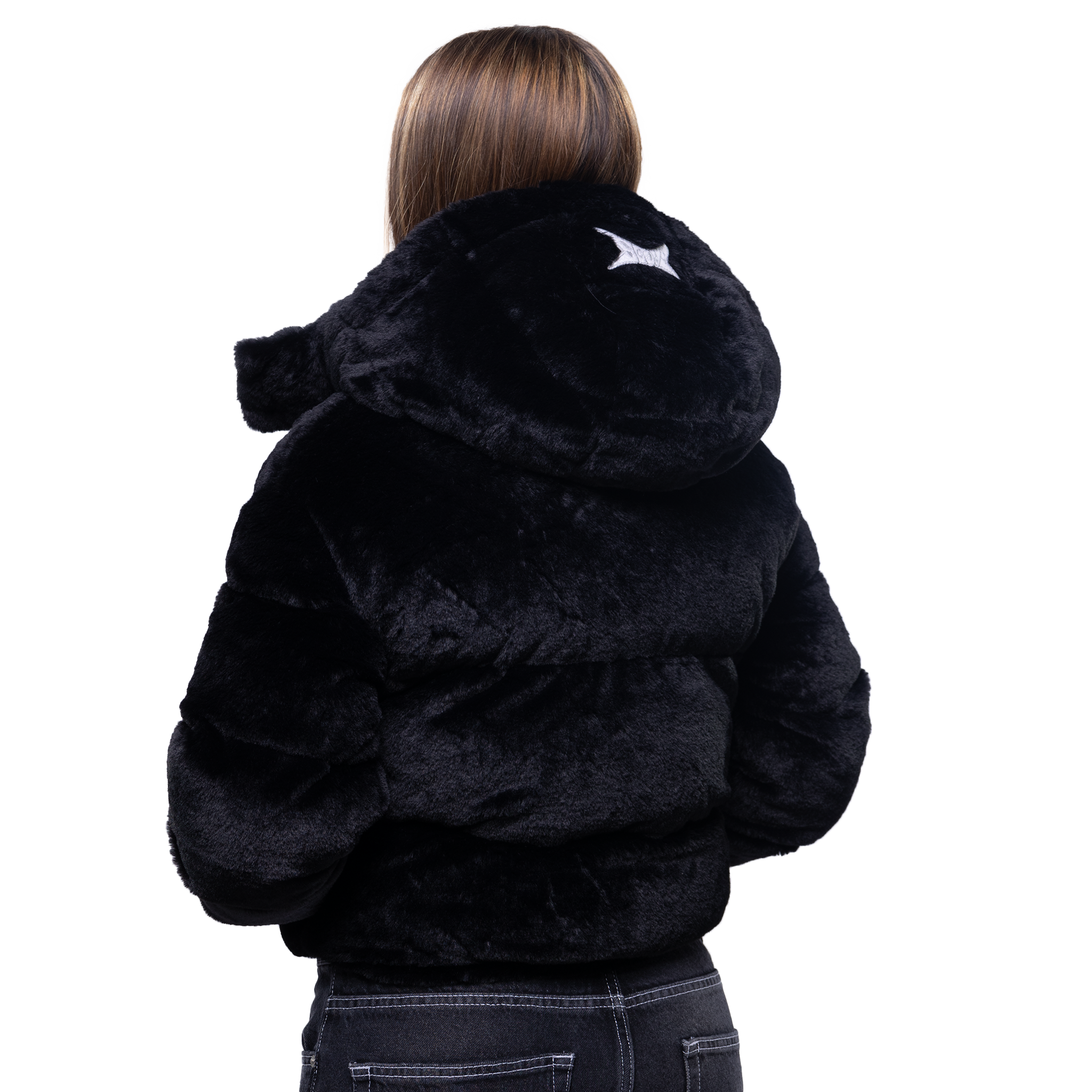 FACES FUR PUFFERJACKET I BLACK